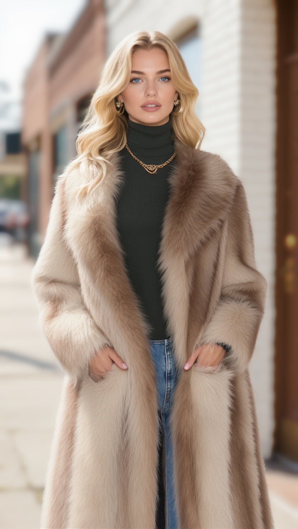 WOMAN LUXURY FUR COAT