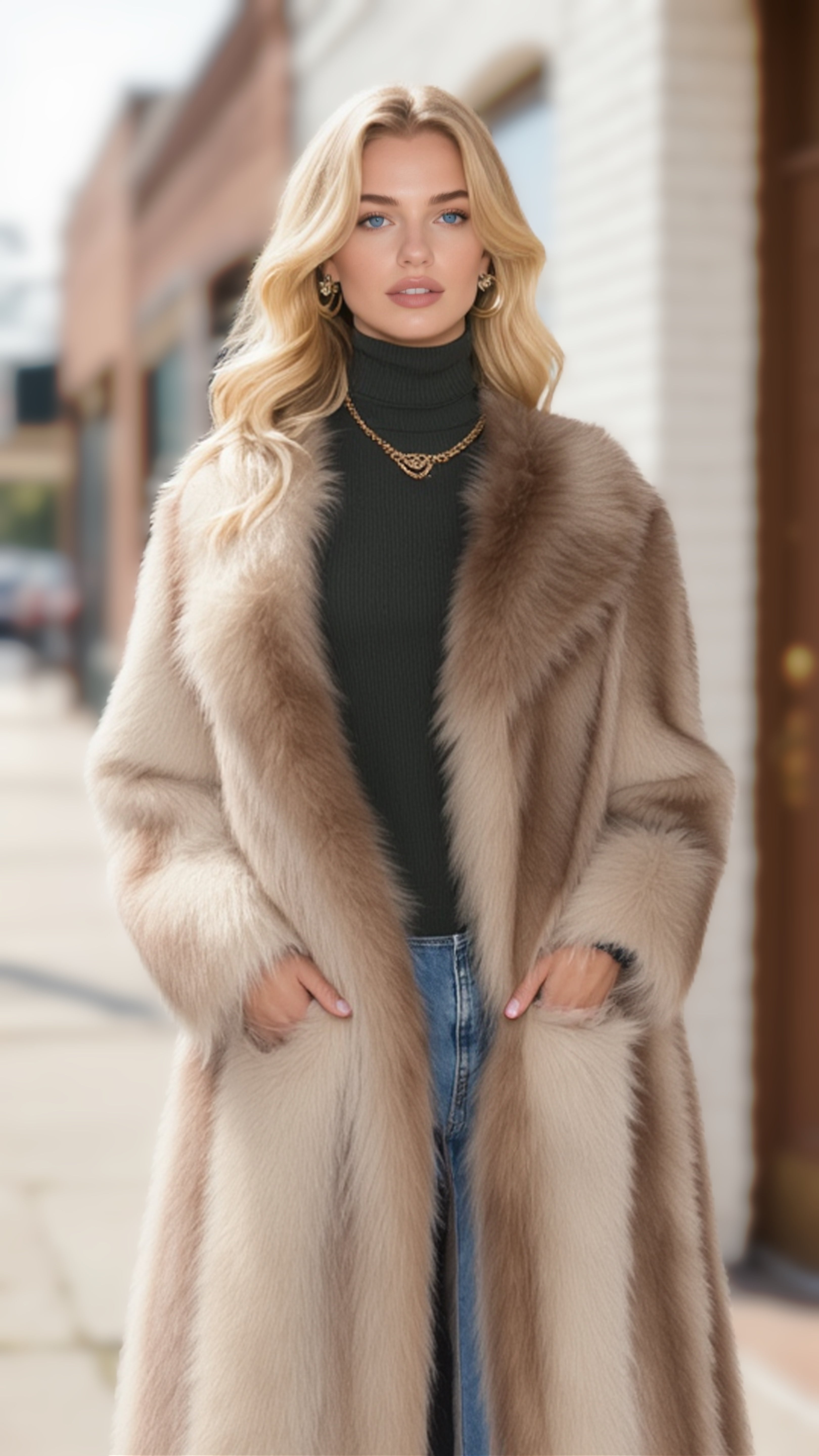 WOMAN LUXURY FUR COAT